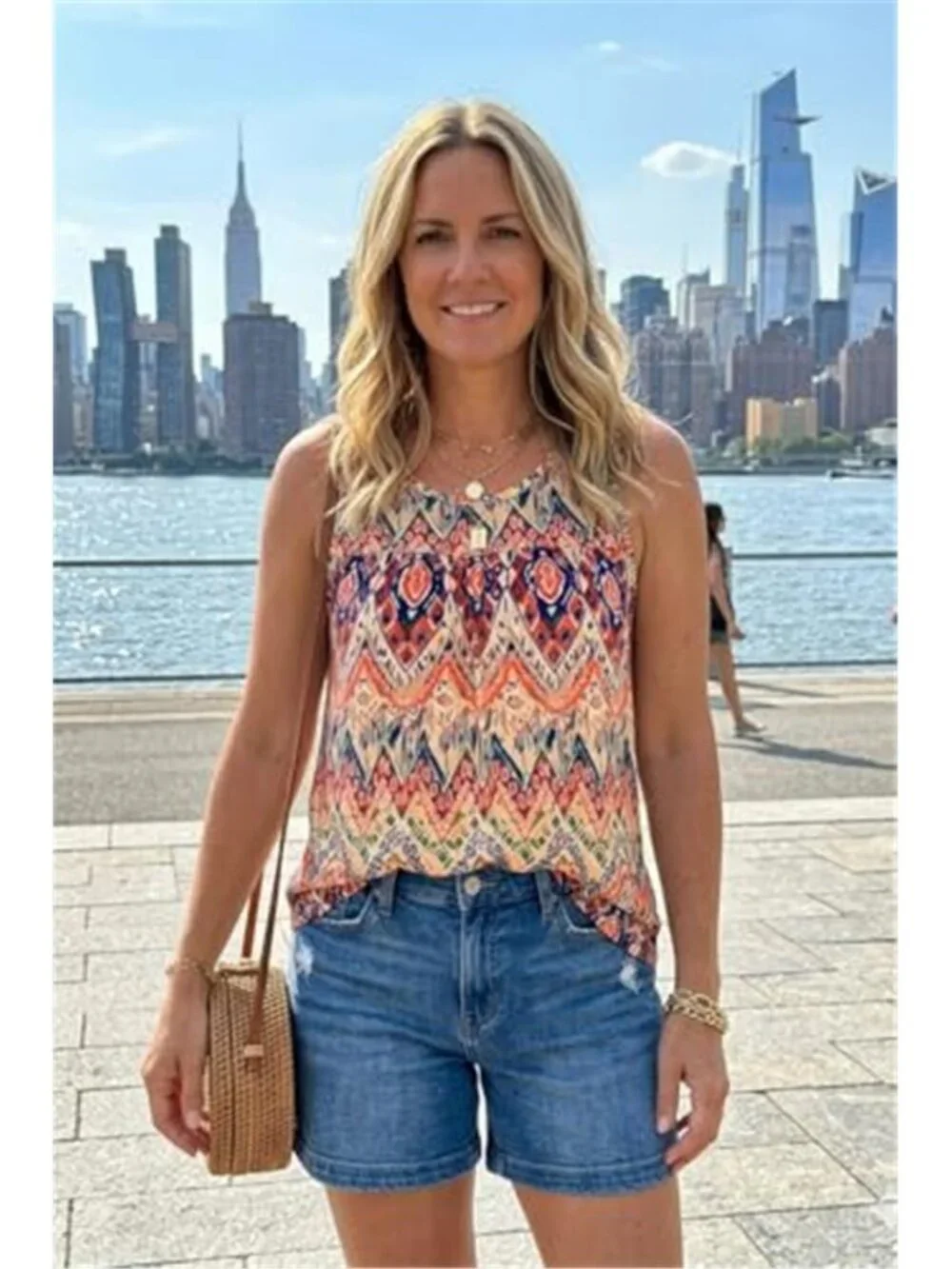 Boho Print Tank Top Women Sleeveless Tunic Casual Summer Shirt - Picture 5 of 6